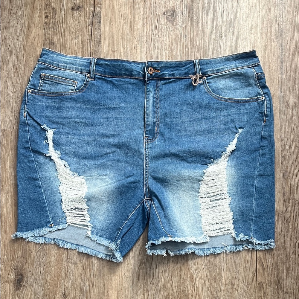Distressed Blue Denim Women Shorts